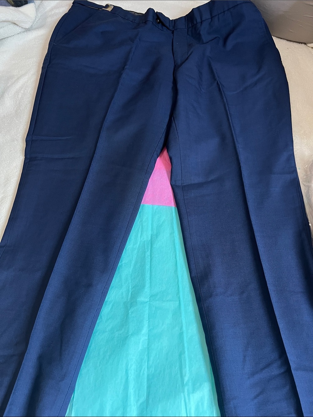 Men’s Navy Blue Super 120s Wool Dress Pants – Classic Fit